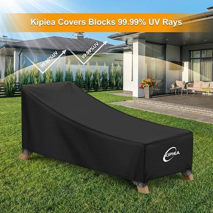 Kipiea Waterproof Patio Lounge Chair Covers for Outdoor Furniture, Heavy Duty Outdoor Chaise Lounge Cover with Anti UV and No Tears, No Fading (84"D x 32"W x 32"H)
