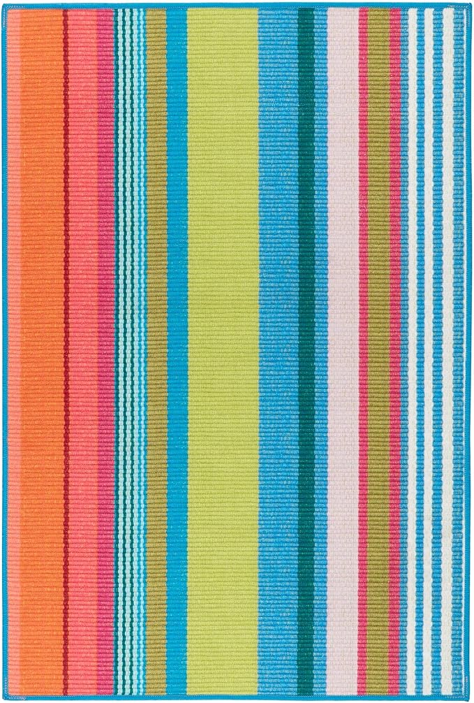 Dash & Albert Mellie Stripe Machine Washable Rug, 2.5 X 8 Feet, Multi Stripe Pattern