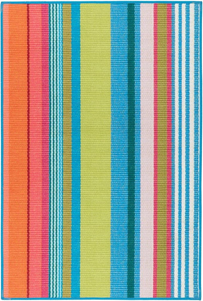 Dash & Albert Mellie Stripe Machine Washable Rug, 2.5 X 8 Feet, Multi Stripe Pattern