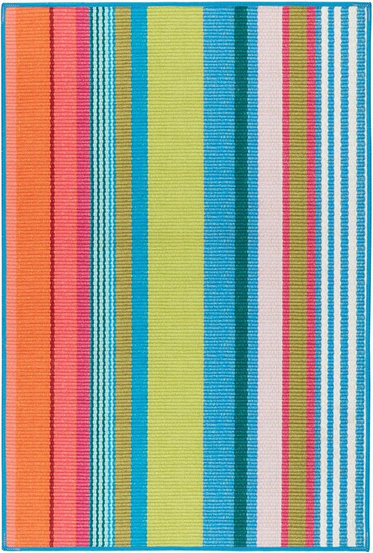 Dash & Albert Mellie Stripe Machine Washable Rug, 2.5 X 8 Feet, Multi Stripe Pattern