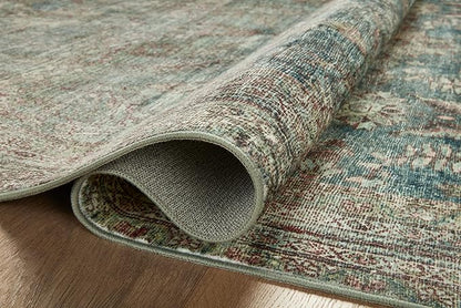 Loloi Magnolia Home by Joanna Gaines Banks Collection BAN-01 Ocean/Spice 8'-6" x 11'-6", .13" Pile Height, Machine Washable, Area Rug