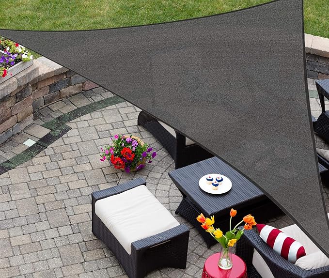 AsterOutdoor Sun Shade Sail Triangle 12' x 12' x 12' UV Block Canopy for Patio Backyard Lawn Garden Outdoor Activities, Graphite