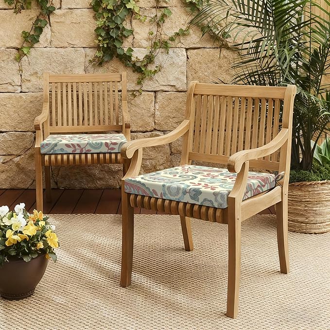 LVTXIII Outdoor Seat Cushions Set of 4 Square Corner Chair Cushions with Ties, Patio Chair Pads for Home Office and Patio Garden Furniture Decoration 19"x19"x2", Paisley Vintage