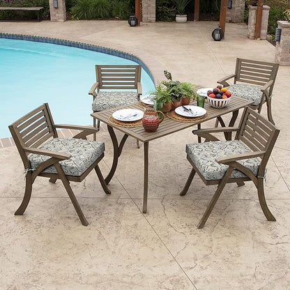 Arden Seat Cushion, 21 x 21, Rain-Proof, Fade Resistant, Cushion for Patio Dining, Adirondack, and Outdoor Chairs Neutral Aurora Damask