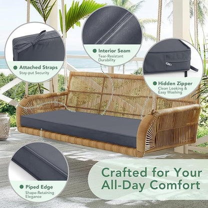 Summsun Outdoor Bench Cushion: Waterproof and Fade Resistant Patio Furniture Cushions - Non-Slip Bench Pad Cushion with Removable Cover for Garden Swing Porch Sofa Settee, 45 x 18 Inch, Dark Grey