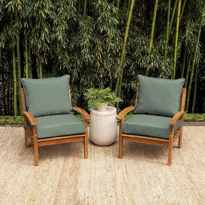 Arden earthFIBER Outdoor Deep Seat Cushion Set (4-Pack), 24 in x 24 in, Weather-Proof, Rain-Proof, Fade Resistant Patio Cushion for Chair, Sofa, and Couch Sage Green Texture