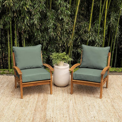 Arden earthFIBER Outdoor Foam Deep Seat Cushion Set, 24x24, Premium High-Density Foam, Never Flattens, Weather-Proof for Patio Chair Sofa Couch, Sage Green Texture