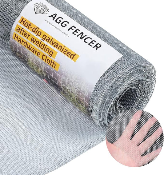 16in x 50ft Hardware Cloth 1/8 inch 27Ga Hot Dipped Galvanized After Welding, Chicken Coop Wire Fence, Welded Metal Fencing Roll Mesh for Bee Screen Garden Plant Poultry Animal Netting Cage