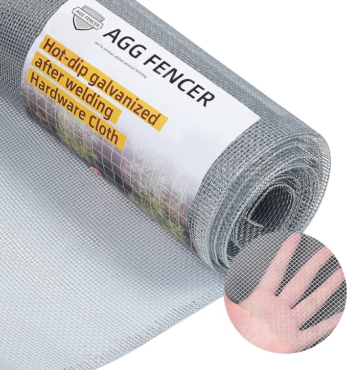 36in x 25ft Hardware Cloth 1/8 inch 27Ga Hot Dipped Galvanized After Welding, Chicken Coop Wire Fence, Welded Metal Fencing Roll Mesh for Bee Screen Garden Plant Poultry Animal Netting Cage