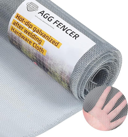 36in x 25ft Hardware Cloth 1/8 inch 27Ga Hot Dipped Galvanized After Welding, Chicken Coop Wire Fence, Welded Metal Fencing Roll Mesh for Bee Screen Garden Plant Poultry Animal Netting Cage