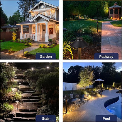 Gardenreet Low Voltage Landscape Lighting Brass, 12v Pathway Lights Waterproof, Hard Wired Path Light Outdoor, Black for Exterior Area Patio House with 3W 270LM 4000K Neutral White G4 Bulb (12 Pack)