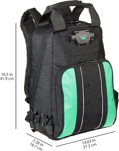 Amazon Basics Tool Backpack with LED Light, 55 Pockets, Padded Shoulder Straps, Tool Storage Bag, Black