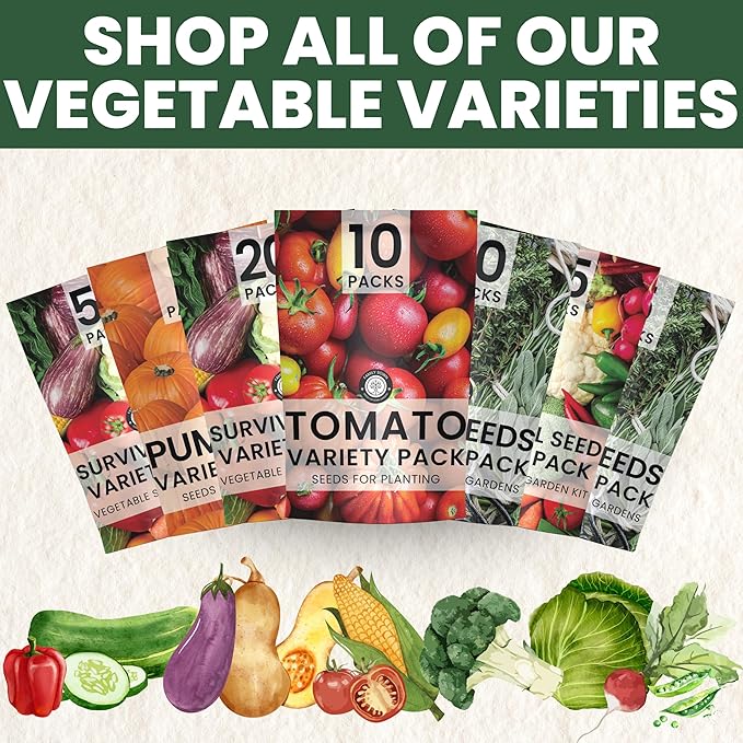 55 Vegetable Seed Packets | Survival Variety Pack | 2026 Season | Individually Packed Vegetables, Herbs and Fruits | Emergency Seed Vault for Doomsday Prepping | by Family Sown