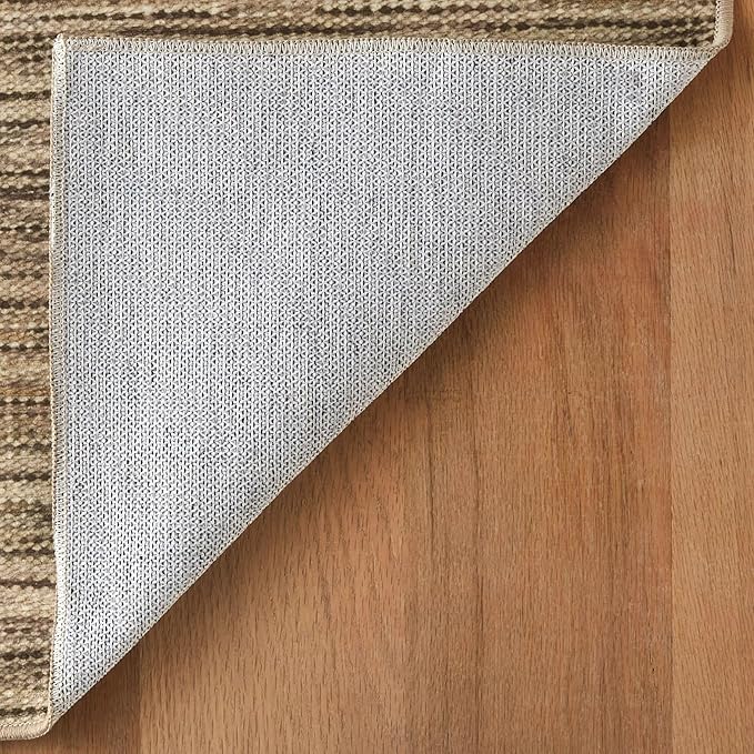 Dash & Albert Clay Natural Machine Washable Rug, 5 X 8 Feet, Natural Stripe Pattern