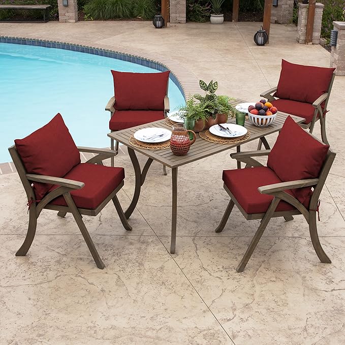 Arden Outdoor Dining Chair Cushion, 21 x 21, Rain-Proof, Fade Resistant 21 x 21, Ruby Red Leala
