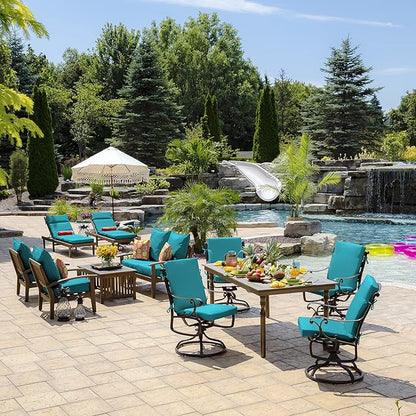 Arden 2-Pack Outdoor Patio Dining Chair Cushion, 20x44, Rain-Proof Seat Pad, Fade-Resistant Outdoor Cushion Lake Blue Leala