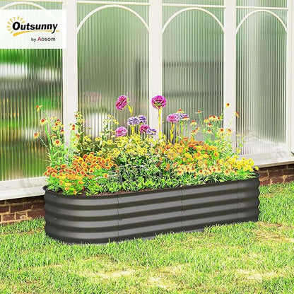 Outsunny 5' x 2' x 1' Galvanized Raised Garden Bed Kit, Outdoor Metal Elevated Planter Box with Safety Edge, Easy DIY Stock Tank for Growing Vegetables, Flowers & Herbs, Dark Gray