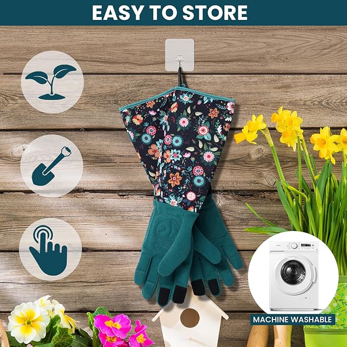 Trifabricy Gardening Gloves for Women - Long Garden Gloves with Grip Breathable, Thorn-Proof Puncture-Resistant Work Gloves