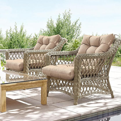 Patio Seat&Back Chair Cushions for Outdoor Furniture，Comfortable Cushions for Rocking/Dining/Lawn Chair-Set of 2