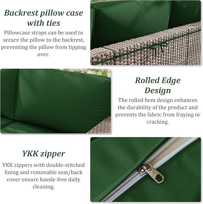 14 Pcs Outdoor Cushion Slipcovers Outdoor Patio Cushion Covers Replacement Waterproof with Zipper for Outdoor Furniture, Patio Sofa Couch 3 Sizes, Covers Only