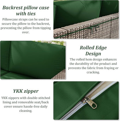14 Pcs Outdoor Cushion Slipcovers Outdoor Patio Cushion Covers Replacement Waterproof with Zipper for Outdoor Furniture, Patio Sofa Couch 3 Sizes, Covers Only