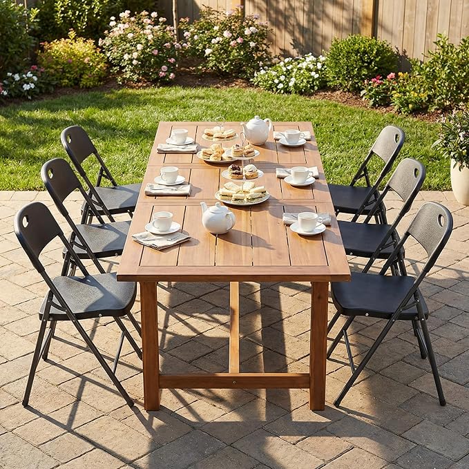 DUMOS 4 Pack Folding Chairs Heavy Duty - Plastic Stackable Portable Dining Chairs Set, Wedding, Party, Patio, Garden, for Indoor Outdoor, for Home and Office, Conference, Black