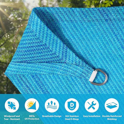 Amagenix Sun Shade Sail 18'X18'X25.5' Curved Edge Outdoor Shade Canopy Turquoise Mixed Breathable 95% UV Block Shade Cloth for Patio Garden Backyard (We Make Custom Size)