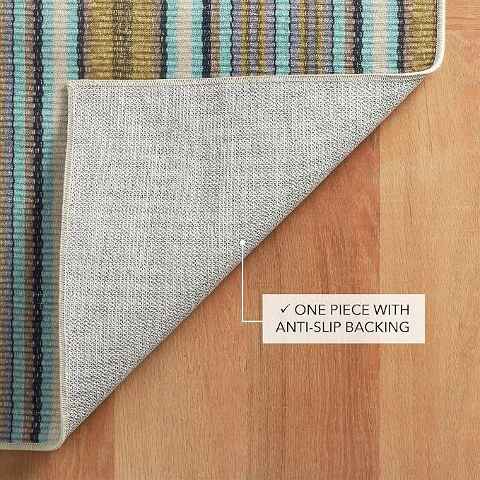 Dash & Albert Treehouse Stripe Machine Washable Rug, 5 X 8 Feet, Green Stripe Pattern