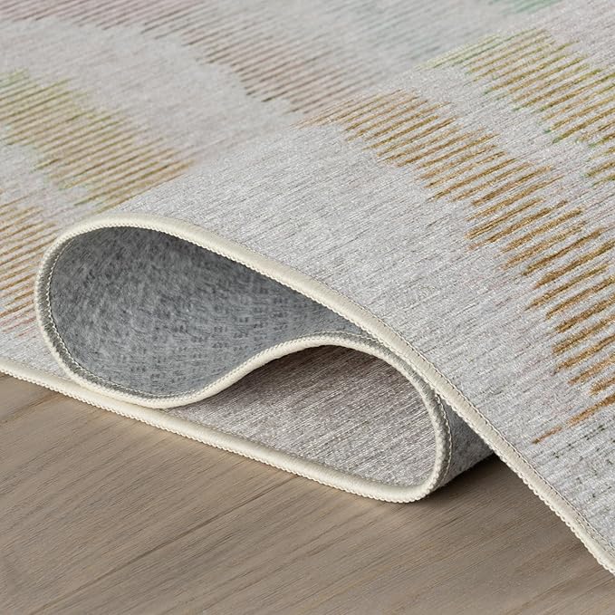 Dash & Albert Zarek Multi Machine Washable Rug, 5 X 8 Feet, Multicolored/White Chevron Pattern