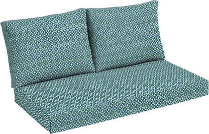 Arden Outdoor Loveseat Cushion Set, 48 x 24, Rain-Proof, Fade Resistant, Cushion Set for Couch, Bench, and Swing Alana Tile