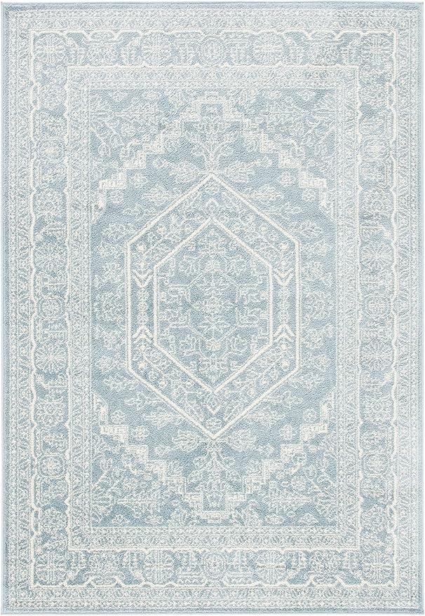 SAFAVIEH Adirondack Collection Accent Rug - 4' x 6', Slate & Ivory, Oriental Medallion Design, Non-Shedding & Easy Care, Ideal for High Traffic Areas in Entryway, Living Room, Bedroom (ADR108T)