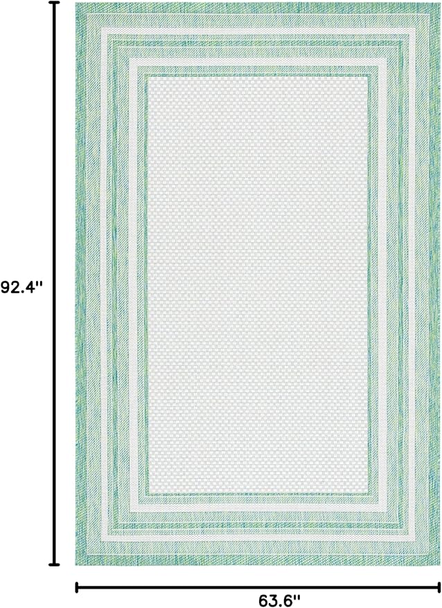 SAFAVIEH Courtyard Collection 5'3" x 7'7" Ivory/Green CY8475 Indoor-Outdoor Waterproof Easy-Cleaning Patio Backyard Mudroom Area-Rug