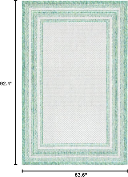 SAFAVIEH Courtyard Collection 5'3" x 7'7" Ivory/Green CY8475 Indoor-Outdoor Waterproof Easy-Cleaning Patio Backyard Mudroom Area-Rug