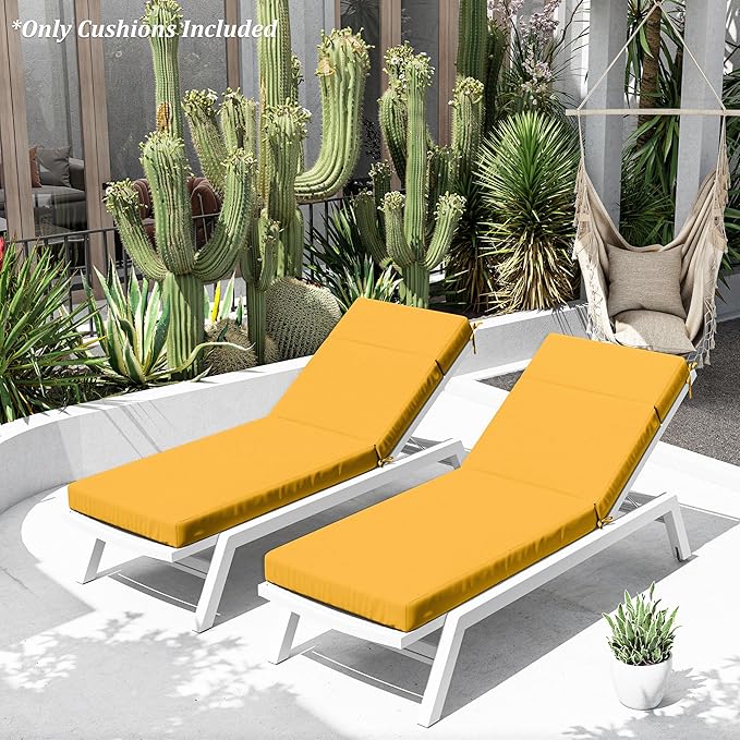 Chaise Lounge Cushion for Outdoor Furniture, Waterproof Fade and Tear Resistant Lounge Deck Chair Cushions for Patio Lawn Pool Resort Hotel