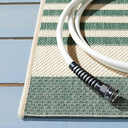 SAFAVIEH Washable Rug Outdoor Courtyard Collection - 2'3" x 8' Runner, Beige & Dark Green, Non-Shedding & Easy Cleaning, Ideal for Patio, Entryway, Mudroom, Hallway, Kitchen (CY6062-322)