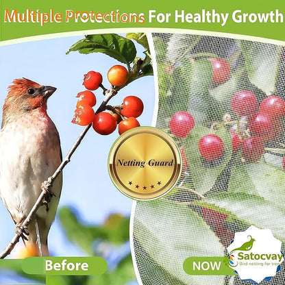 Fruit Tree Netting - Easy Install Plant Protection Cover, Reusable Garden Mesh Bag for Blueberry Bushes/Tomato - Block Birds/Insect/Squirrels (3, 10x10 FT)