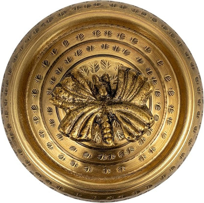 Creative Co-Op Round Hammered Metal Container with Butterfly Finial, Brass Finish