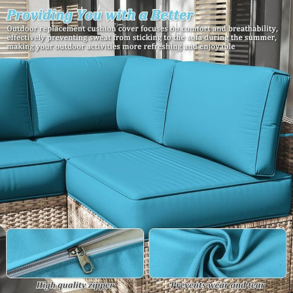 14 Pcs Outdoor Cushion Slipcovers Patio Cushion Covers Replacement Waterproof with Zipper for Outdoor Furniture, Patio Sofa Couch 3 Sizes, Covers Only