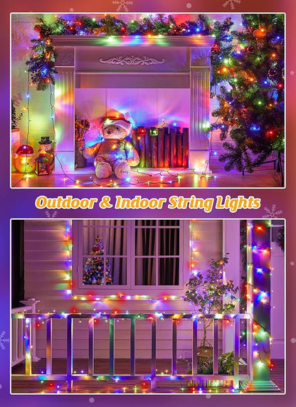 Brightown Solar Christmas Lights Outdoor, 2 Pack Total 92FT 240 LED Solar String Lights Outdoor Waterproof Green Wire with 8 Modes, Solar Fairy Light for Garden Yard Patio Party Decors, Multicolor
