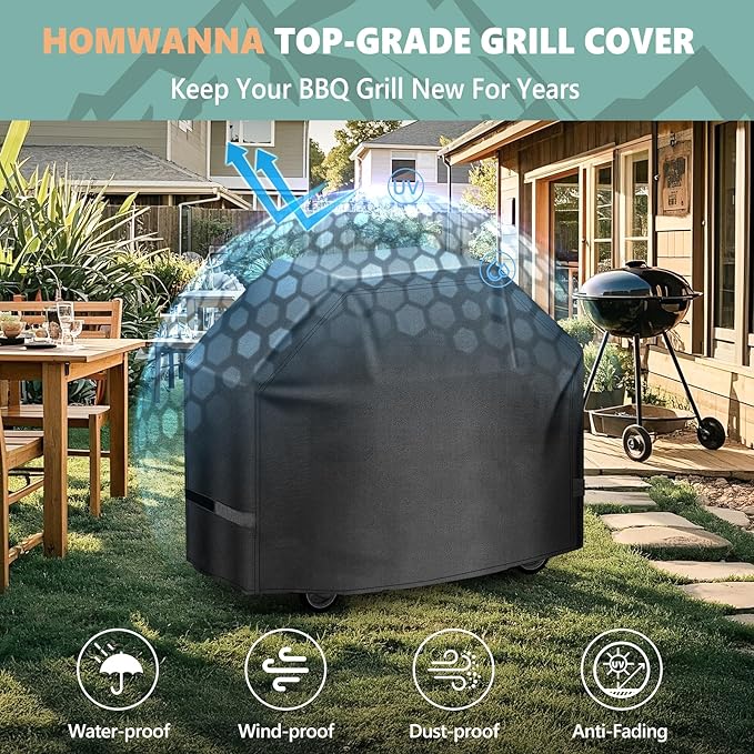 Grill Cover 65 Inch - Superior BBQ Cover for Weber Genesis 400 and Summit 400 Series Gas Grill - 600D Outdoor Barbecue Cover for Weber 4 Burner Genesis ii E325s, E410 and Summit E470, S420