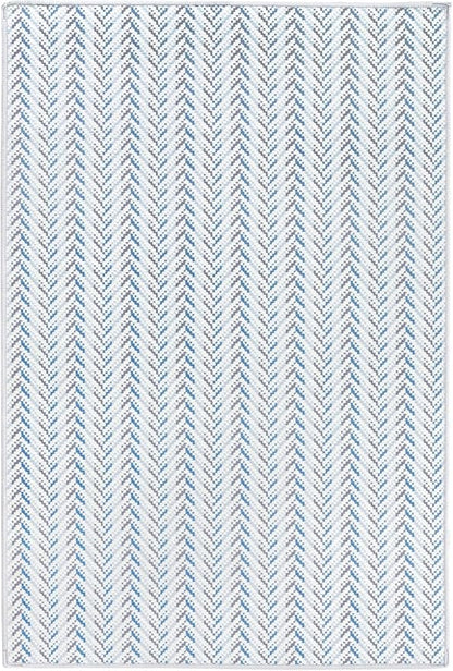 Dash & Albert Lowell Blue Machine Washable Rug, 3 X 5 Feet, Blue Graphic Pattern - Premium Luxury Hotel Quality Soft Breathable Hypoallergenic Machine Washable Easy Care All Season Comfortable