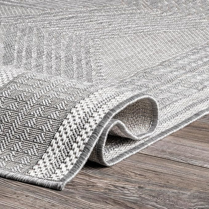 Nuloom Ranya Light Grey/Ivory, 2' x 8', Tribal Geometric, Soft and Cozy, High Traffic, Stain Resistant, Easy Clean, Durable Runner for Indoor/Outdoor Patio, Deck, Porch, Garden, Courtyard