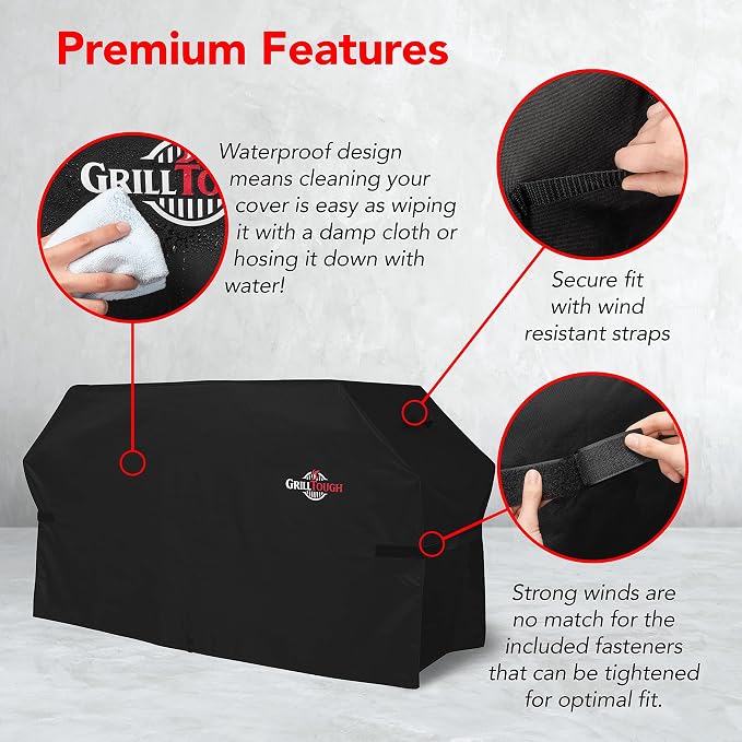 GrillTough Heavy Duty Griddle Cover for Outdoor Griddle, Fits 36 Inch Griddle – Waterproof, Weather Resistant, UV & Fade Resistant with Adjustable Straps – Flat Grill Cover, Black
