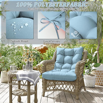 Patio Seat&Back Chair Cushions for Outdoor Furniture，Comfortable Cushions for Rocking/Dining/Lawn Chair-Set of 2
