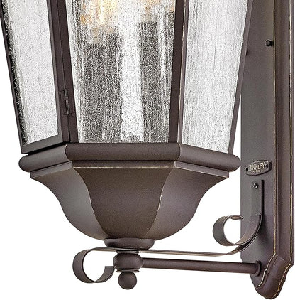 Hinkley Edgewater Outdoor Extra Large Wall Mount Lantern - Clear Seedy Glass, Aluminum - Oil Rubbed Bronze Finish