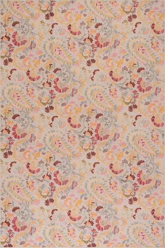 Dash & Albert INES Multi Machine Washable Rug, 9.5 X 13.5 Feet, Multicolored/Yellow Floral Pattern