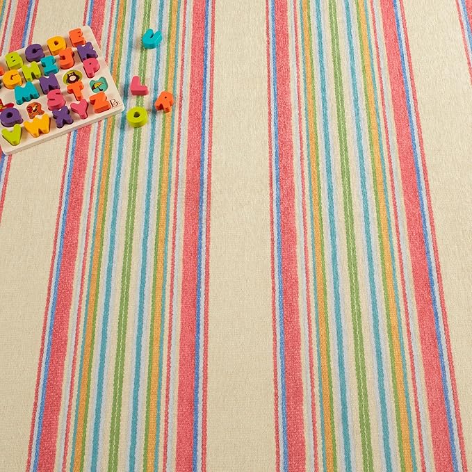 Dash & Albert Cady Stripe Multi Machine Washable Rug, 6 X 9 Feet, Multicolored Stripe Pattern - Premium Luxury Hotel Quality Soft Breathable Hypoallergenic Machine Washable Easy Care All Season