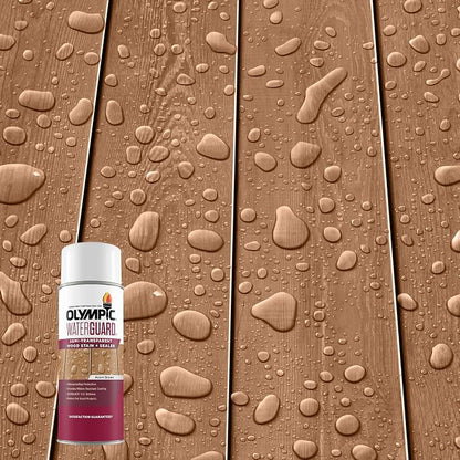 Olympic WaterGuard 11.75 oz Acorn Brown Wood Stain & Sealer | Water-Based Deck, Fence & Siding Stain, Waterproofing UV, Semi-Transparent