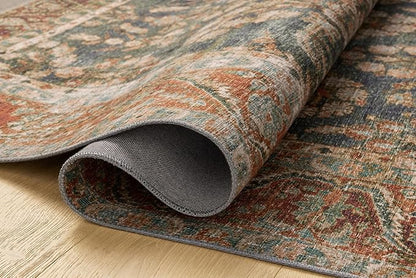 Loloi Chris Loves Julia Jules Collection JUL-10 Ocean/Spice 2'-6" x 7'-6", .13" Pile Height, Runner Rug