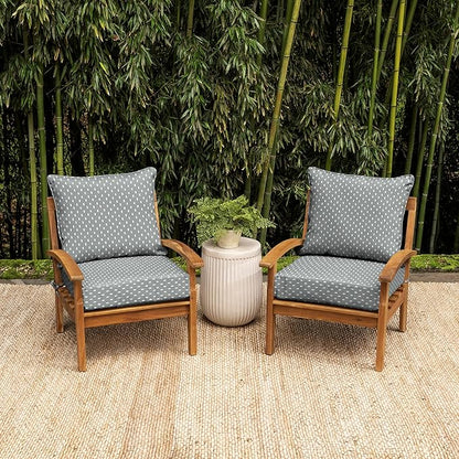 Arden earthFIBER Outdoor Deep Seat Cushion Set, 24 x 24, Rain-Proof, Fade Resistant, Deep Seat Bottom and Back Cushion for Chair, Sofa Stone Grey Dot